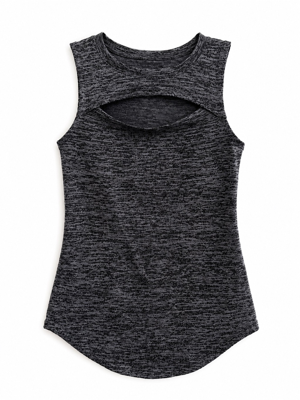 Juicy Couture Charcoal Space-Dye Cutout Short Sleeve Top
